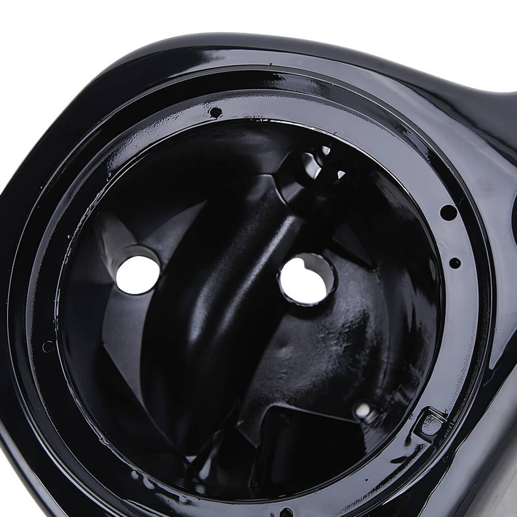Close-up of glossy black 6.5-inch speaker pod lower fairing with mounting holes