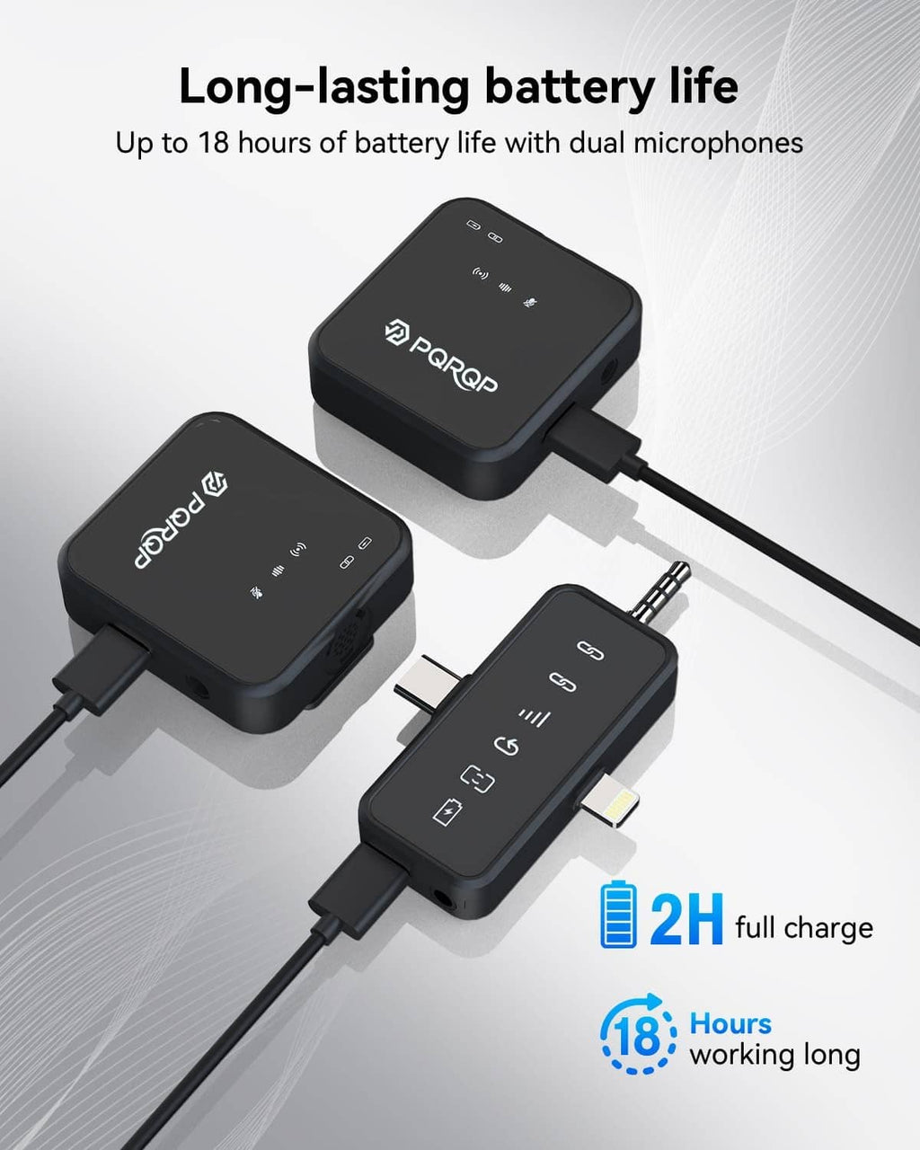 Wireless lavalier microphone kit with charging cases and dual-microphone transmitters, black