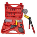 Red brake bleeder vacuum pump kit with pressure gauge and handheld trigger tool