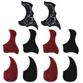 Self-adhesive acoustic guitar pickguard set, red and black shapes with white ornament