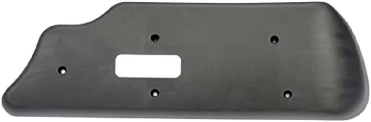 Front driver seat track cover, dark gray plastic with center rectangular opening