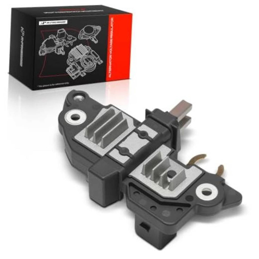Alternator voltage regulator with black heat-sink housing and mounting tabs