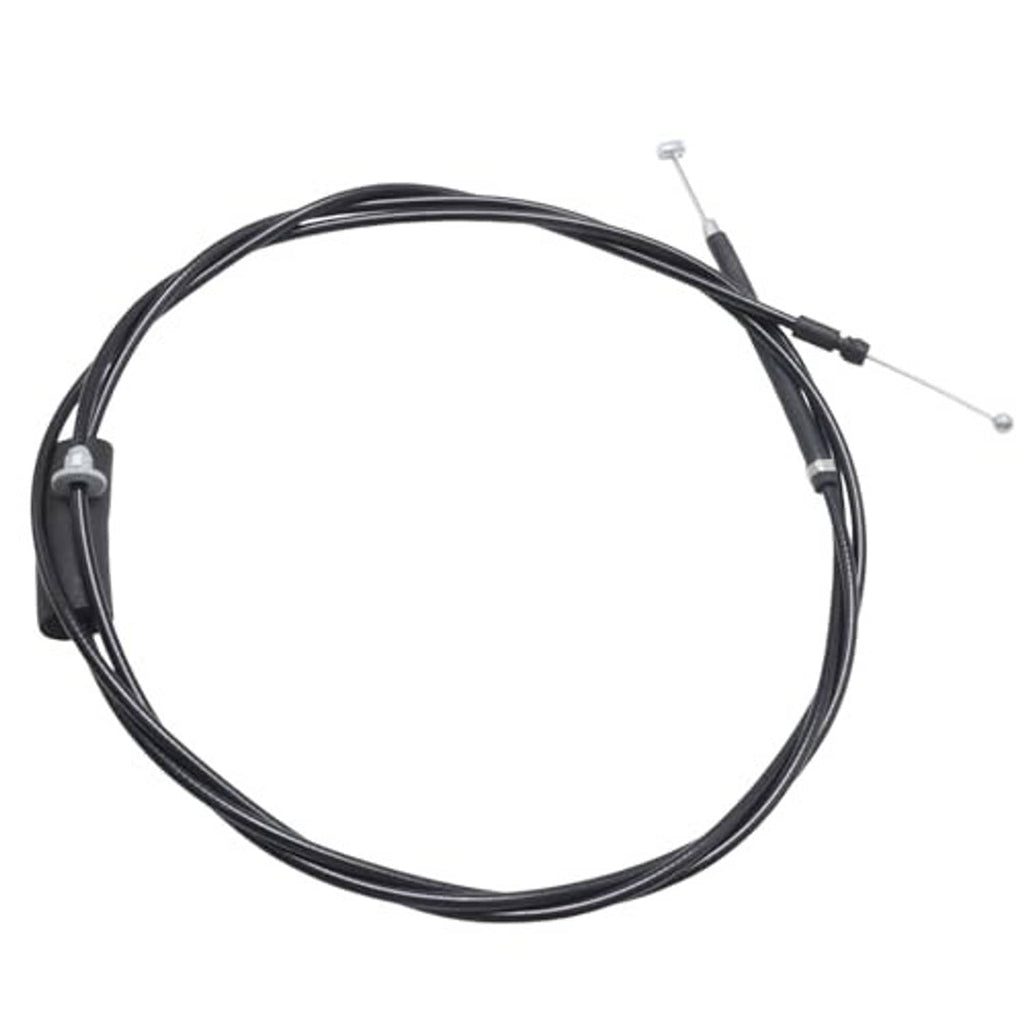 Black hood release cable with looped wiring and one end with plastic retaining clip
