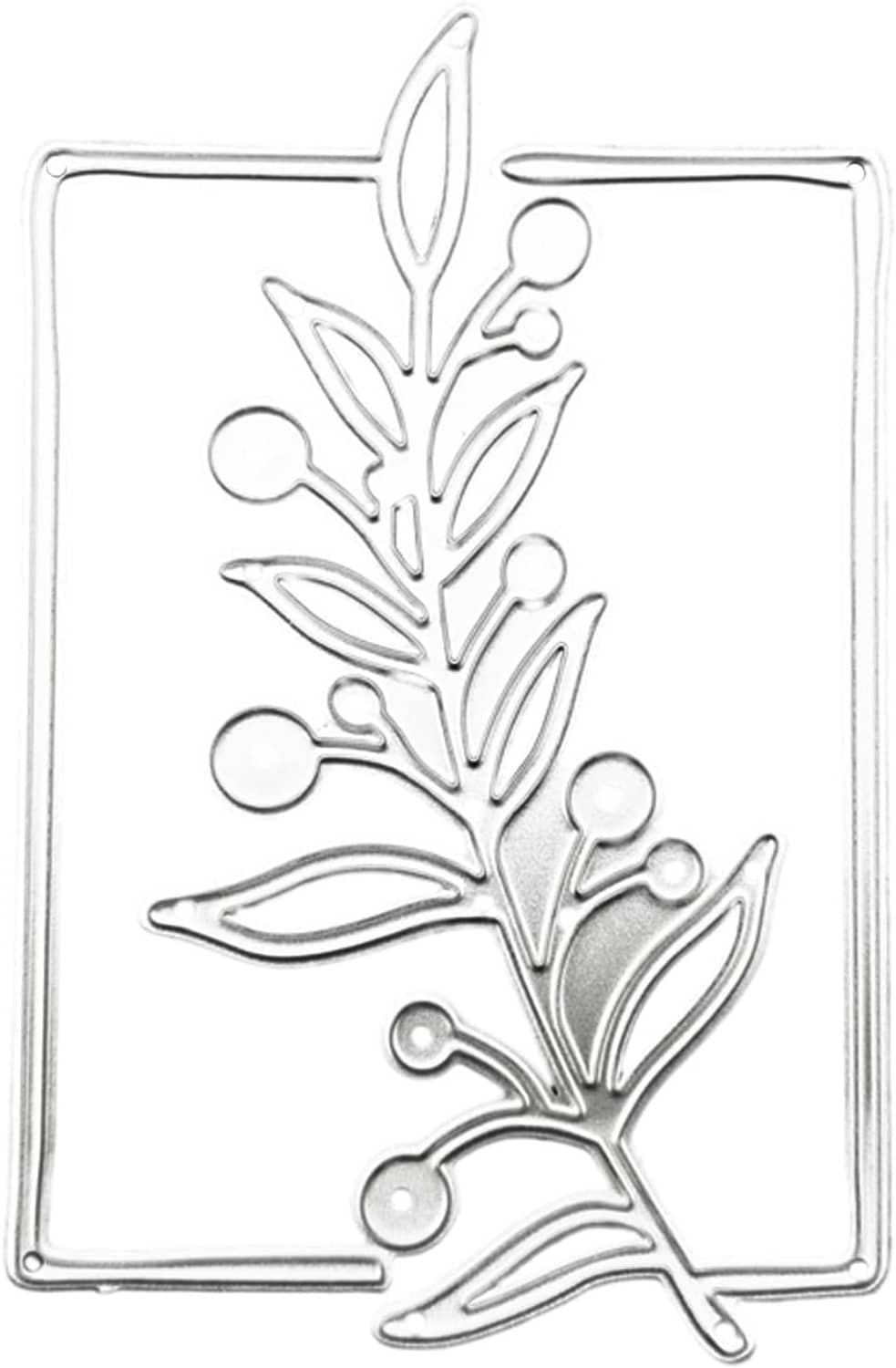 Floral branch lace border carbon steel cutting die with leaves and berry accents
