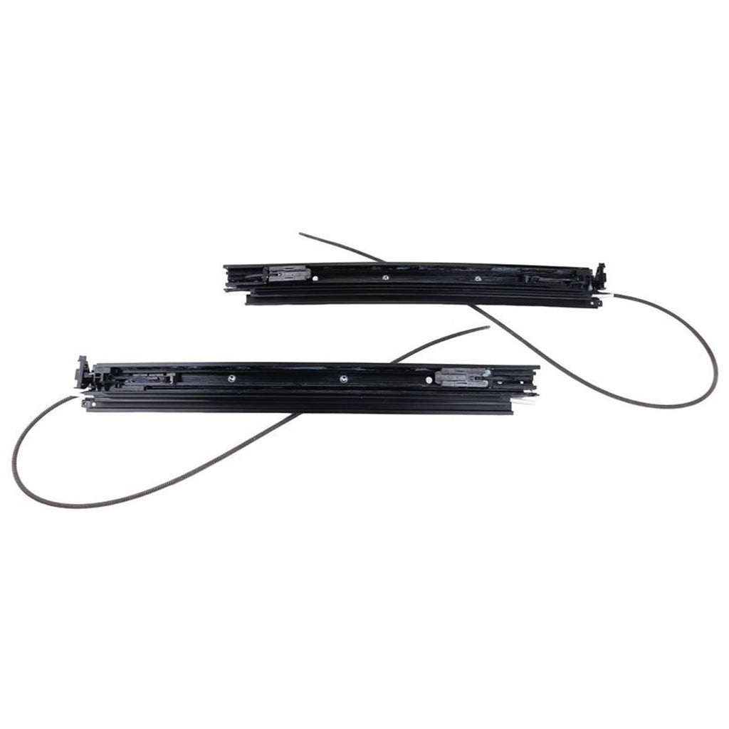 Car sunroof sliding track pair, black rails with wiring and mounting brackets