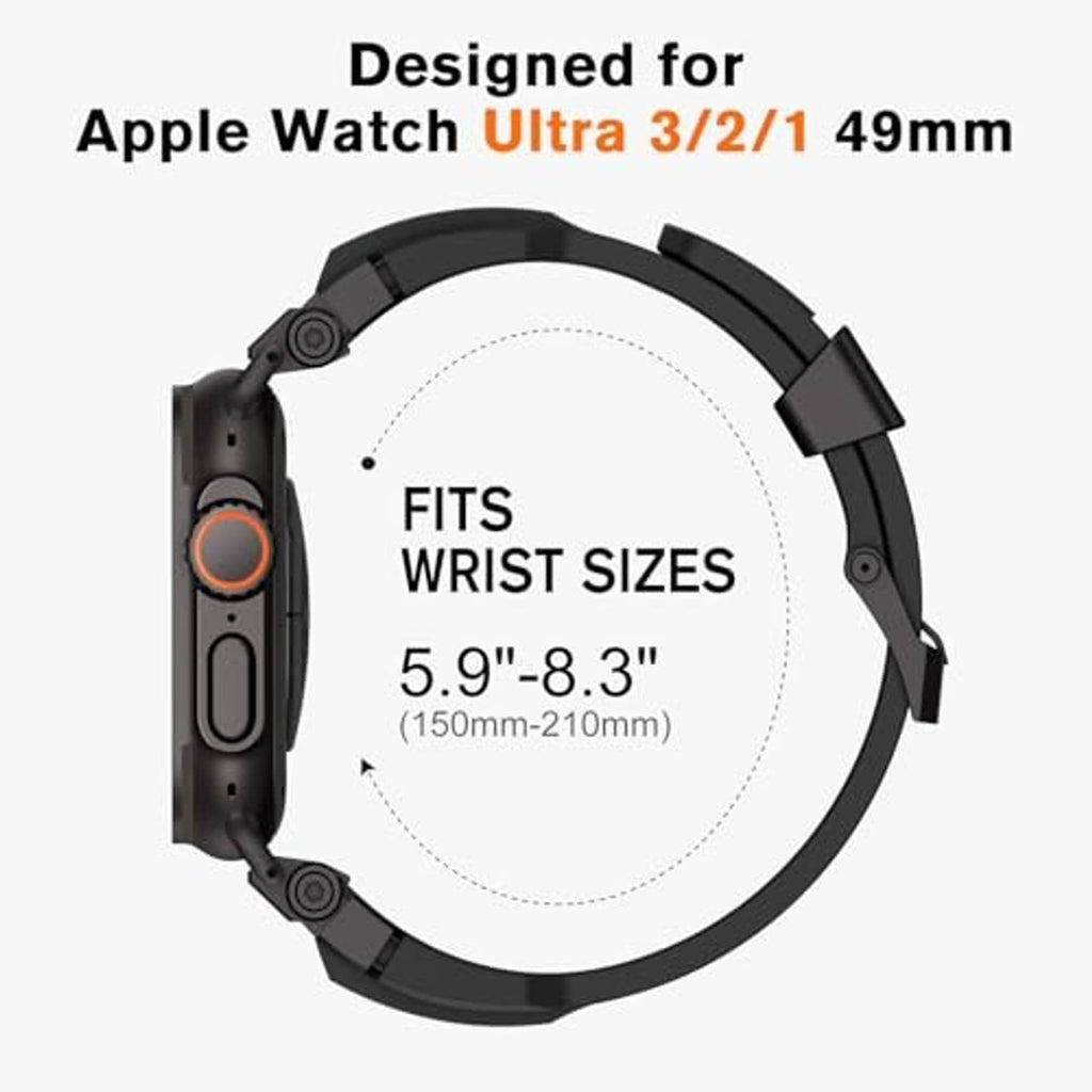 Matte black watch band with clasp and strap lugs for wrist fit