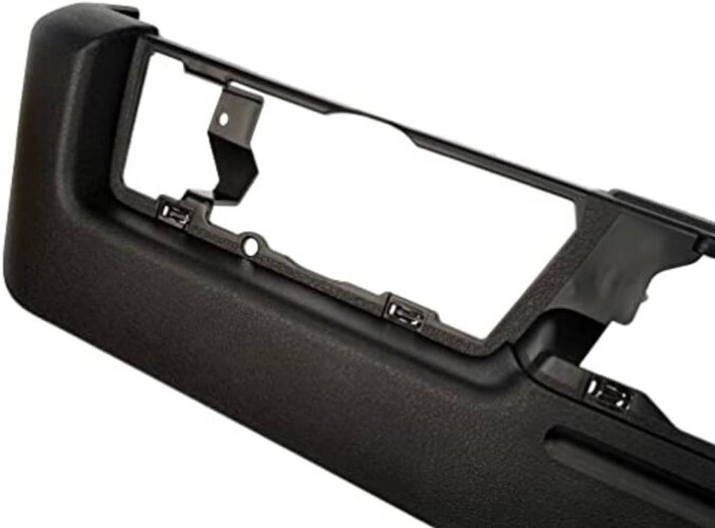 Front driver-side outer seat track cover edge view, dark black plastic with brackets
