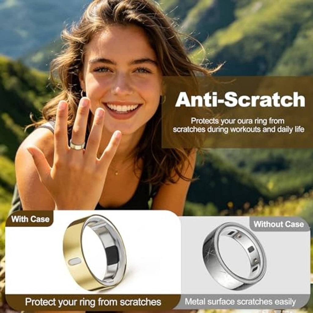 Anti-scratch ring cover with case and without case, silver TPU band shown