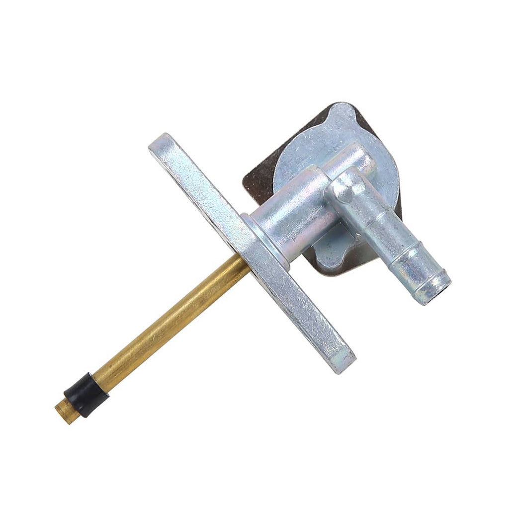 Fuel petcock valve with metal bracket, clear line, and gold inlet hose