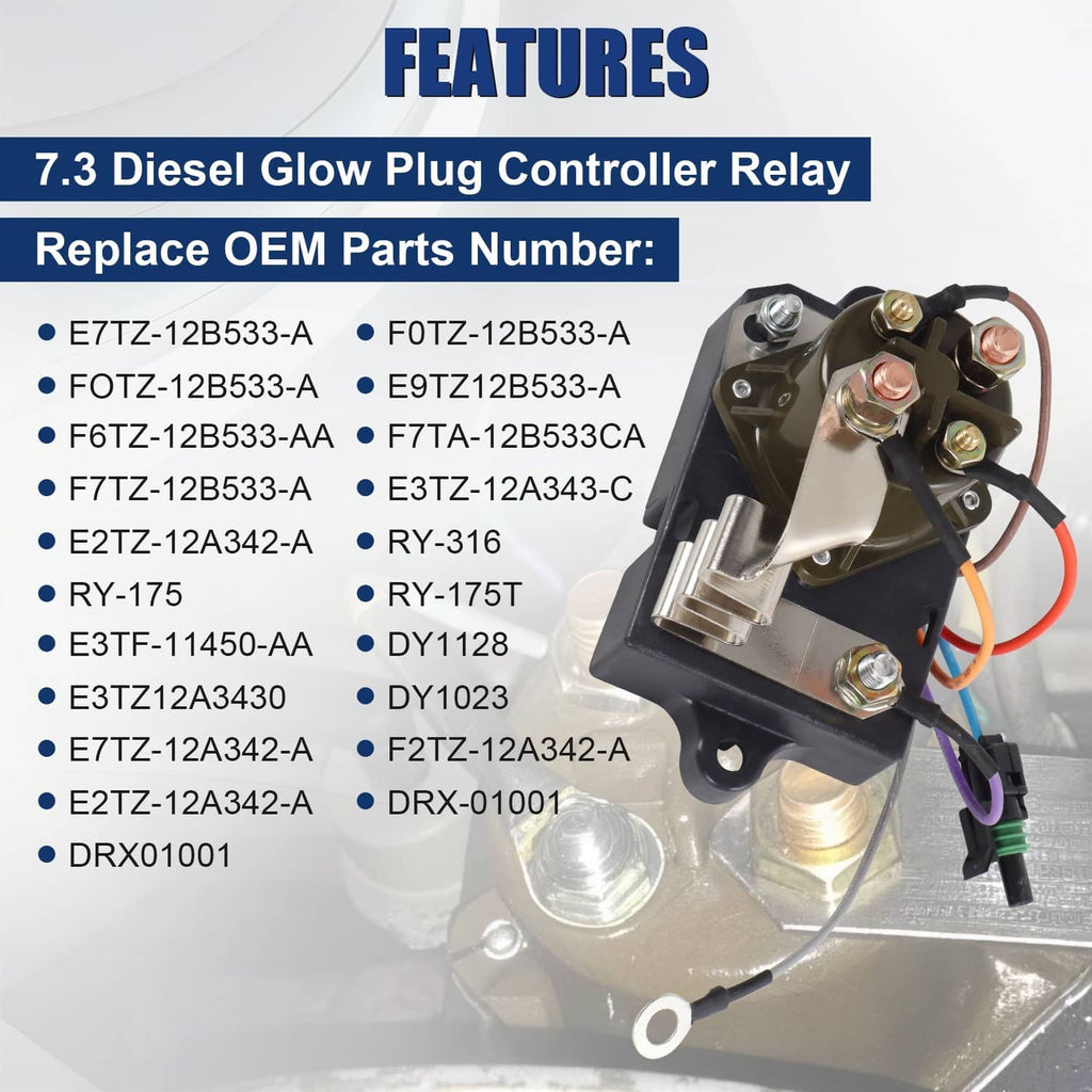 Glow plug controller relay with multi-wire connectors and metal terminal posts