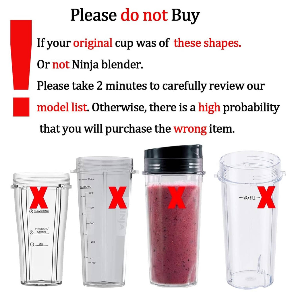 Clear blender cup lids shown in product comparison graphic for compatibility check