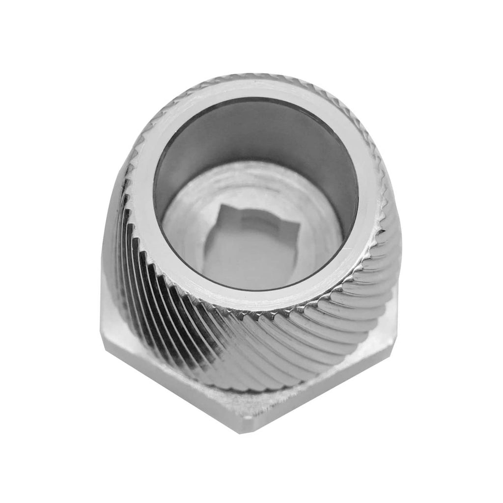 Chrome hex drain extractor underside with ridged grip and hollow inner socket