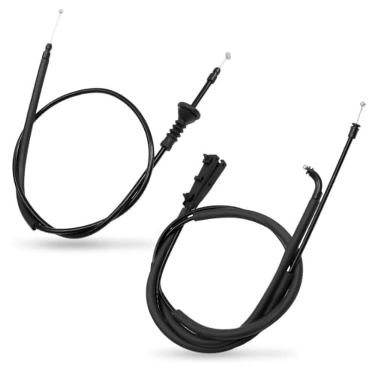 Engine hood release cable wire set, black cables with metal end tips