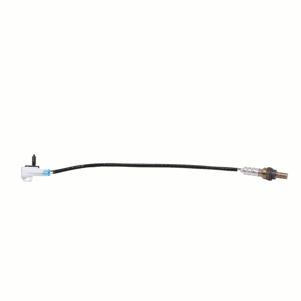 Upstream O2 oxygen sensor with white connector and black cable, metal probe