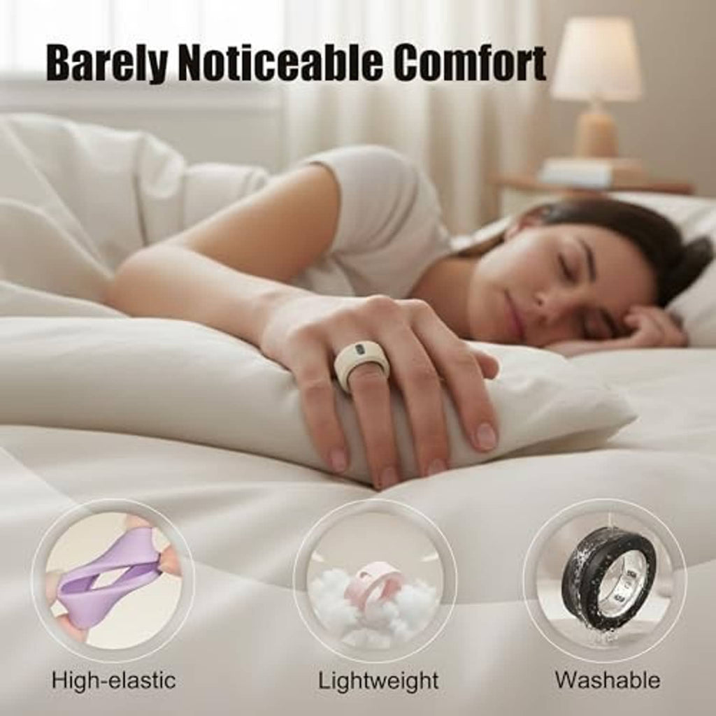 Cream and pink silicone ring covers, lightweight comfortable fit on a finger