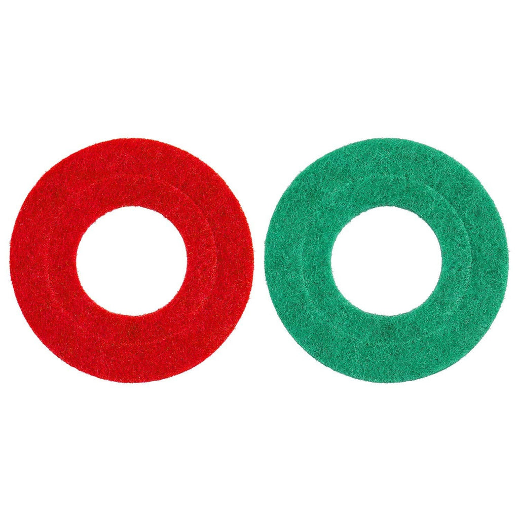 Pair of fiber battery terminal washers with inner holes in red and green