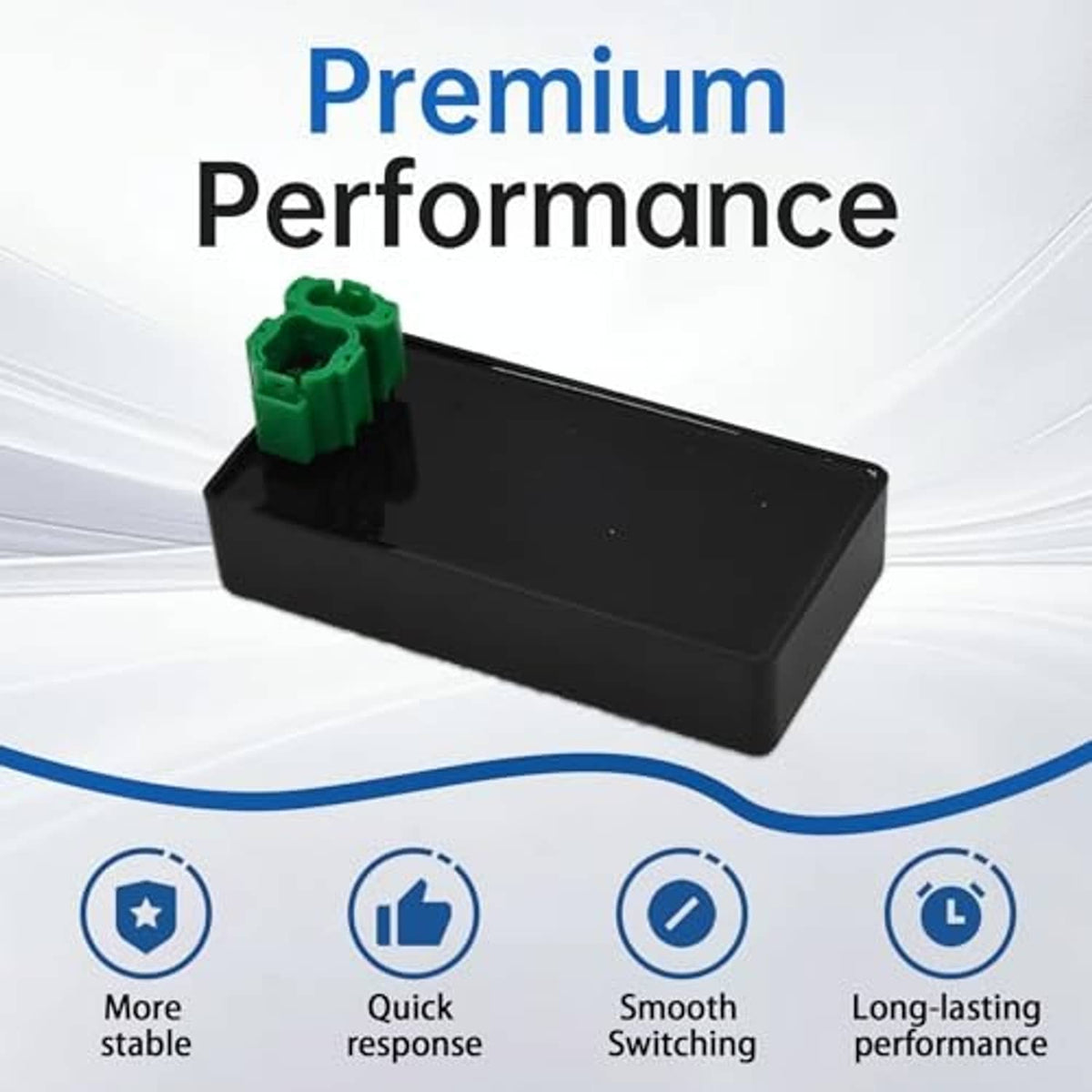 Black CDI module box with green connector on top edge