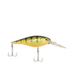 Berkley crankbait lure with treble hooks, yellow-green and orange body, silver lip