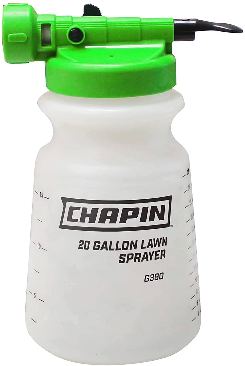 Chapin 20-gallon lawn sprayer G390 with green sprayer head and white tank front label