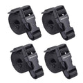 4-pack black nylon cargo buckle straps with adjustable ratchet-style buckles