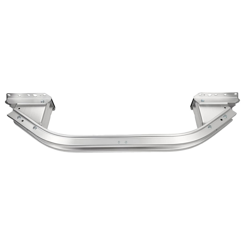 Front bumper reinforcement beam, silver U-shaped reinforcement with reinforced end brackets.