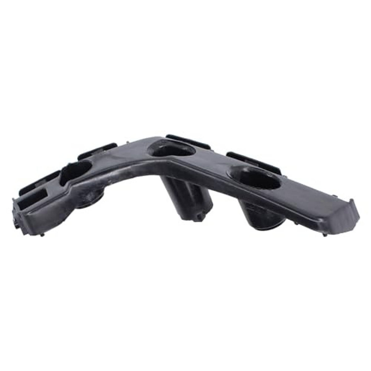 Single dark gray bumper retainer bracket with curved mounting rail and cutouts