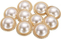 Round pearl-look gold sewing buttons, glossy pearl centers with gold braided border