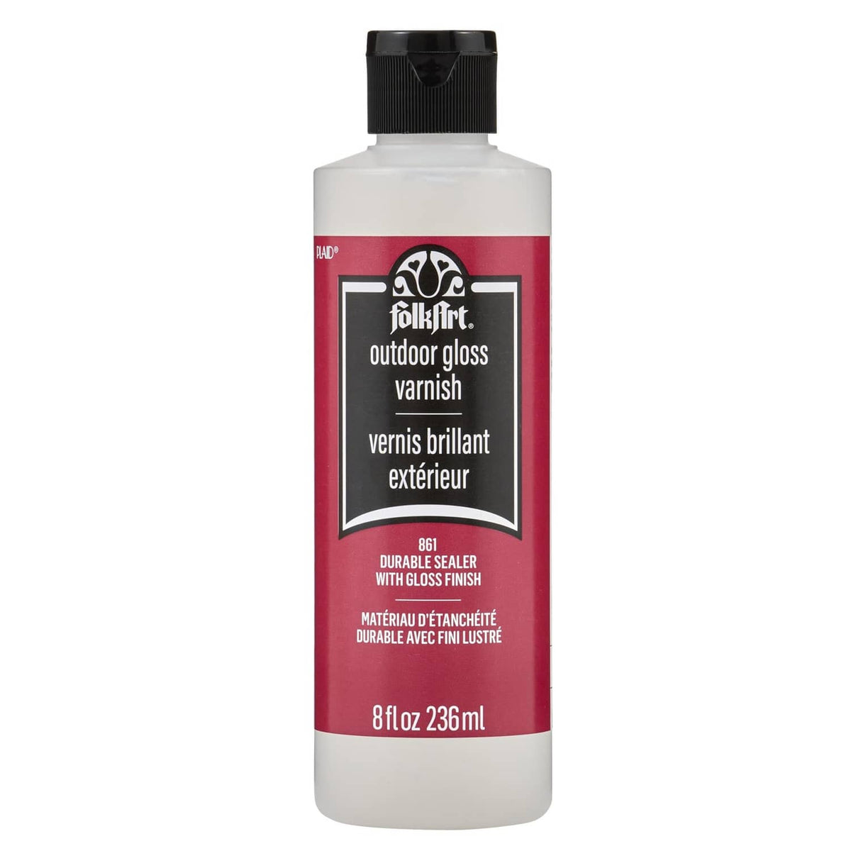 FolkArt outdoor gloss varnish sealer bottle, 8 fl oz, clear liquid