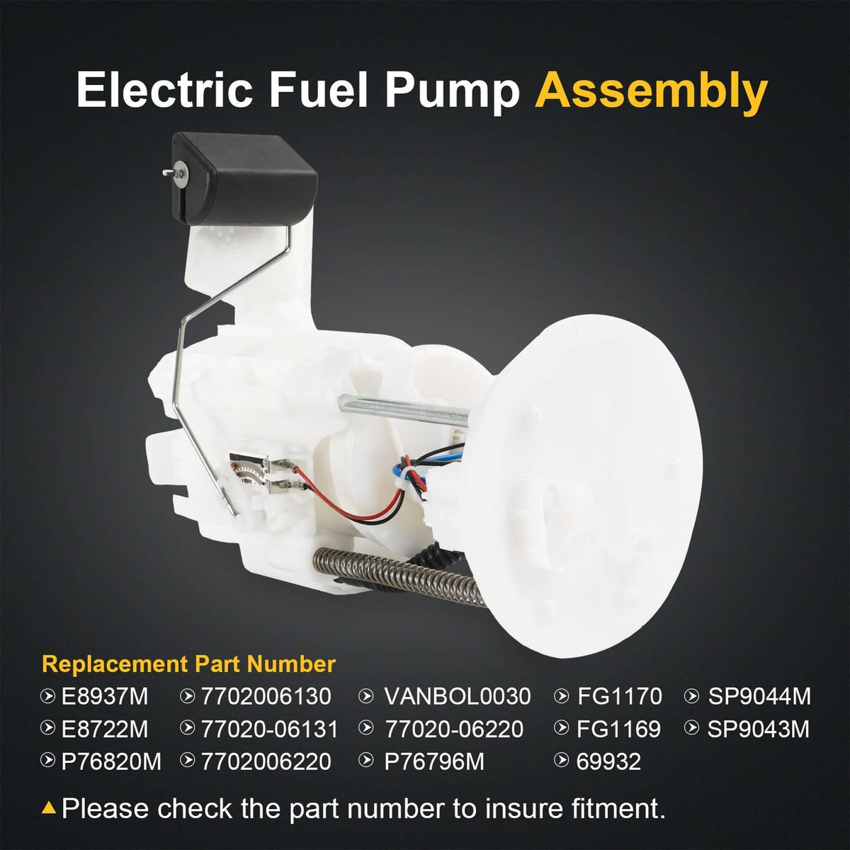 Electric fuel pump assembly with round float module and electrical connector