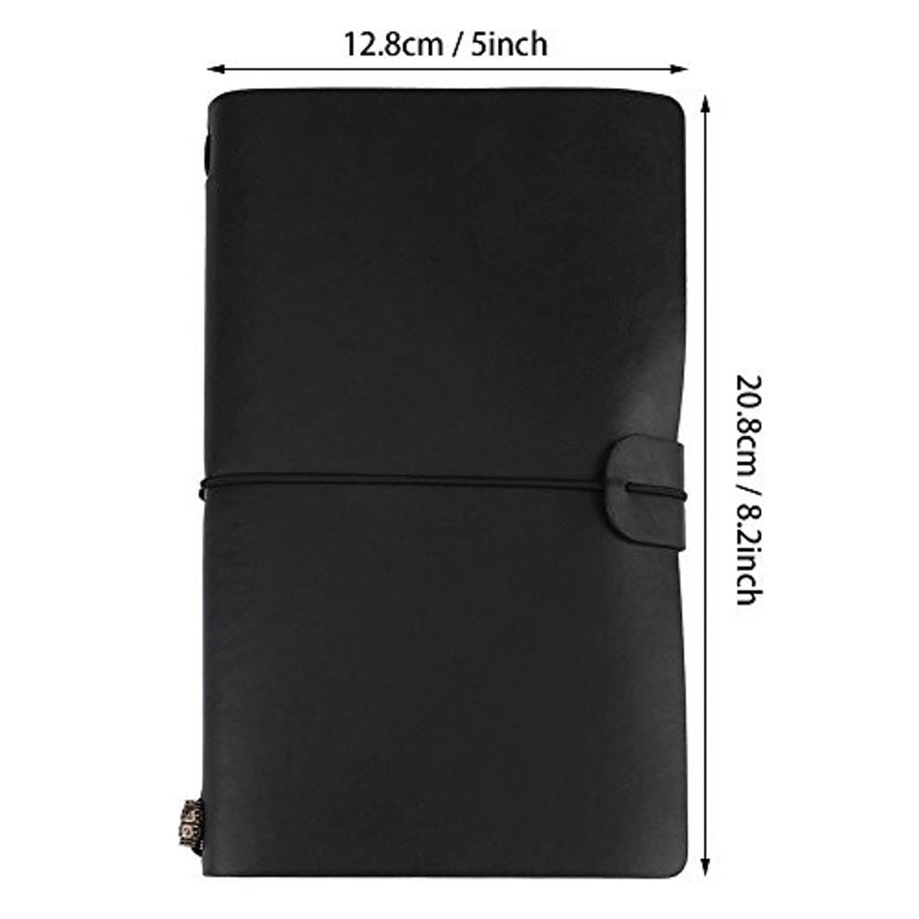 Black PU leather journal notebook with buckle closure and wraparound strap