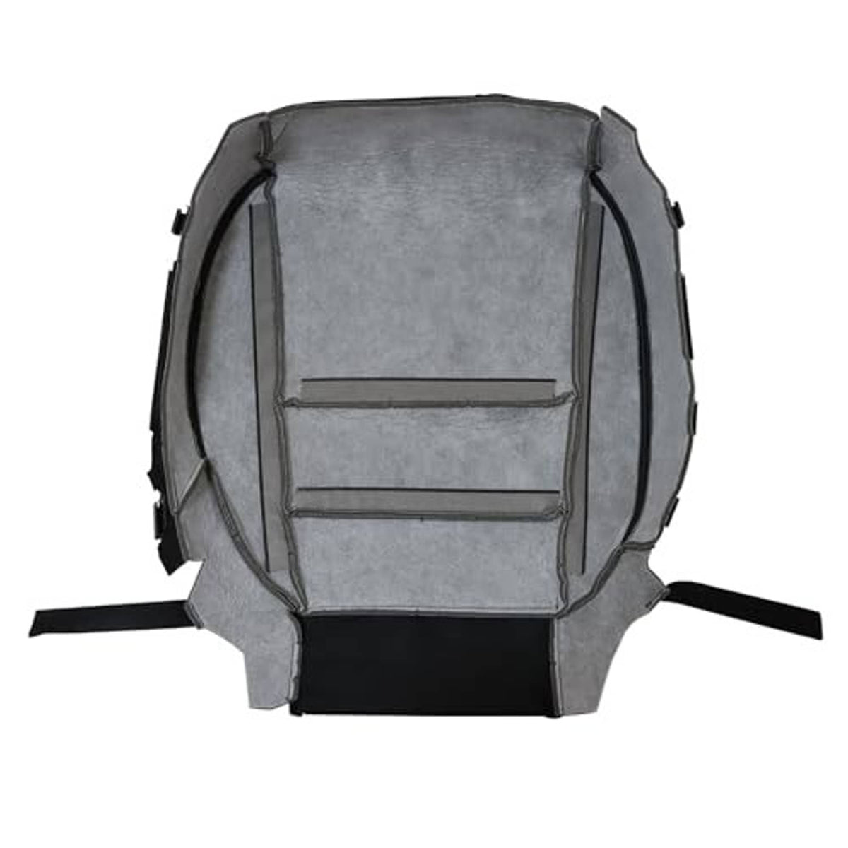 Front seat bottom cover underside with gray fabric backing and molded edge supports.