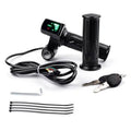Electric bike twist throttle with LCD display, key lock, wiring harness, and mounting parts