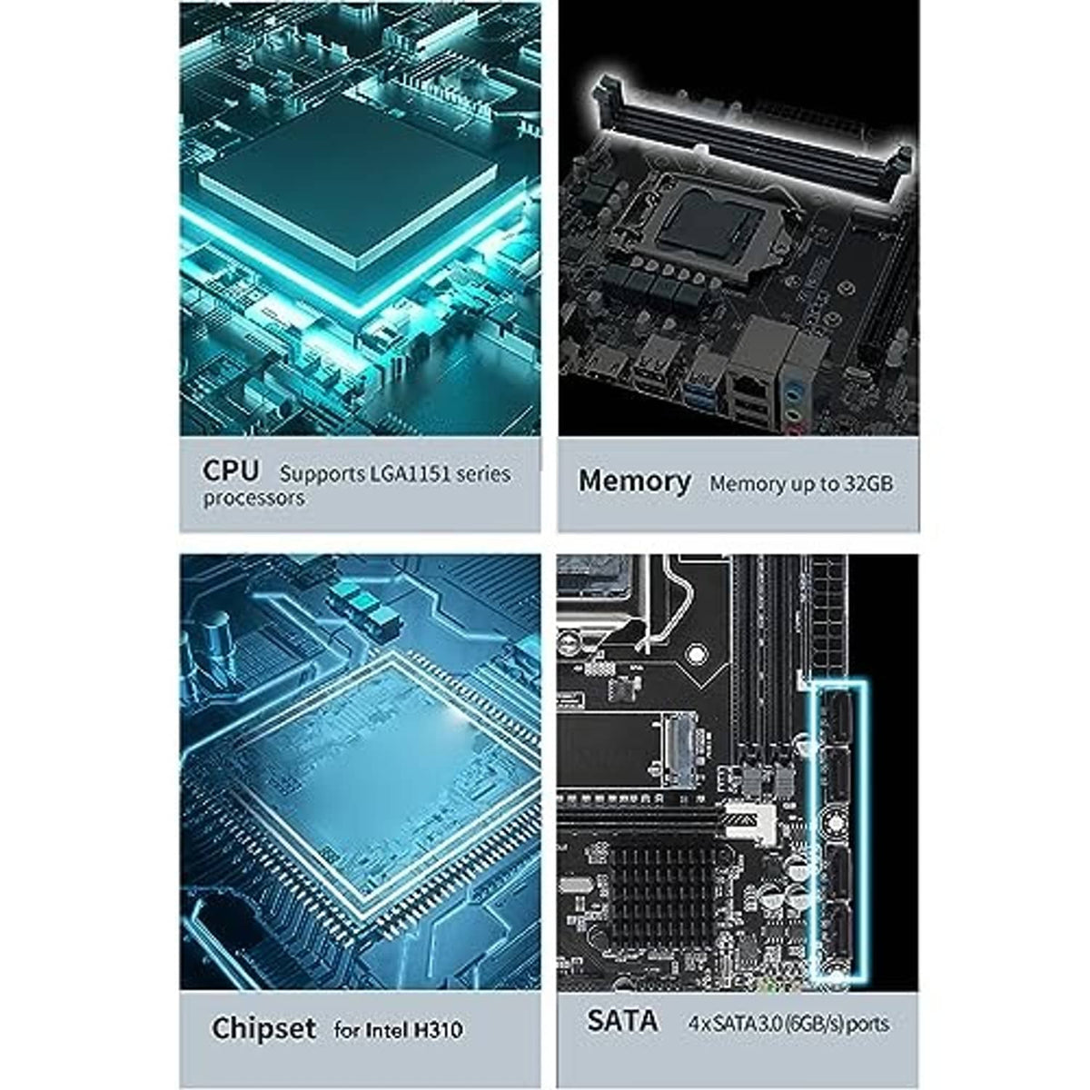 RivetOak H310 LGA 1151 Motherboard Supports 8th 9th Generation for Lvy Bridge for...