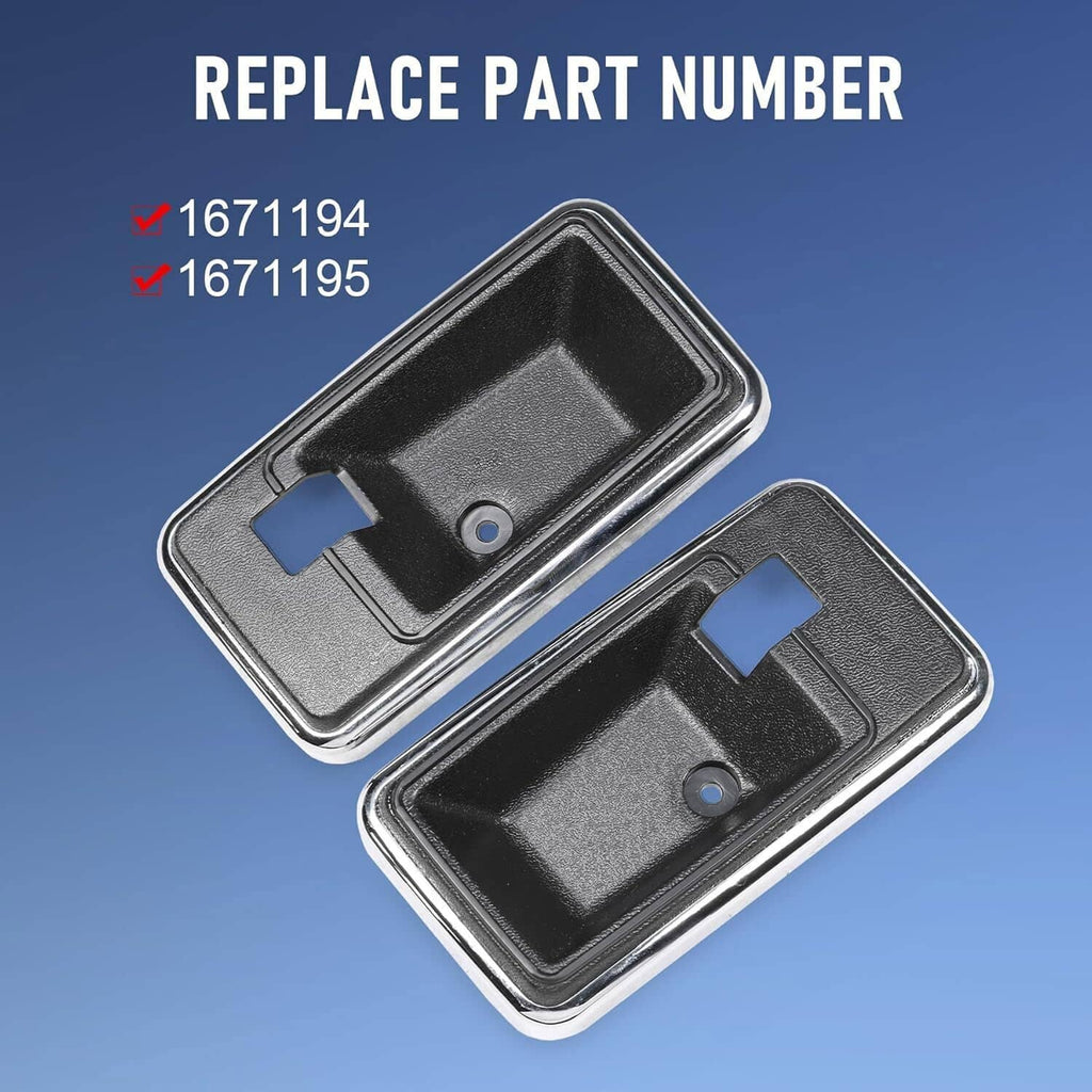 Interior door handle bezel cup set, two black textured inserts with mounting hole