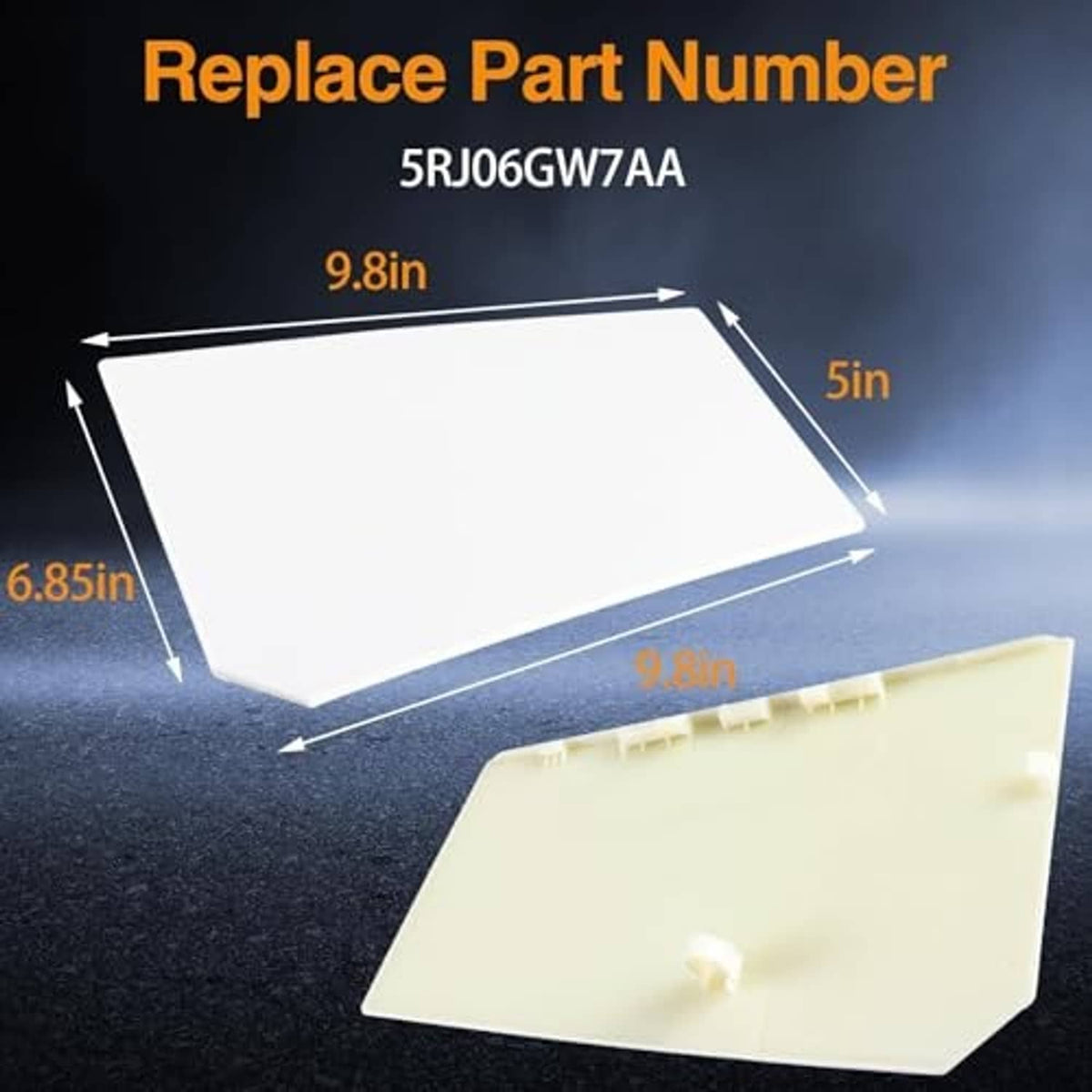 White fuel filler door cap cover, front and back pieces with mounting feature