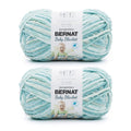 Super bulky chenille-style baby yarn skeins, light baby blue and green stripes (2-pack)