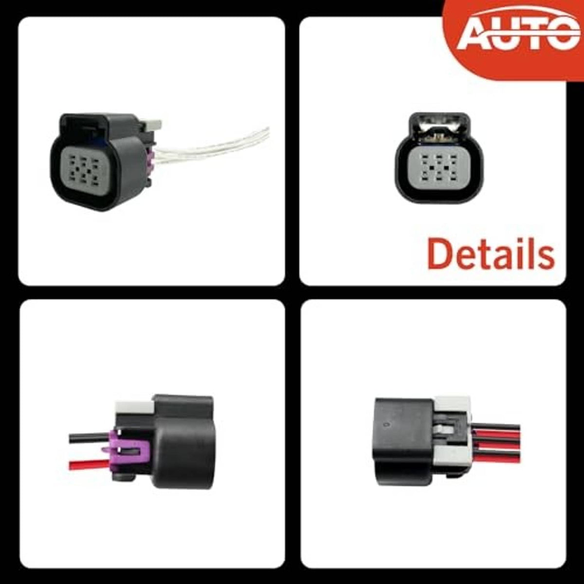 Throttle sensor connector set showing plug, internal pins, and wire lead connections