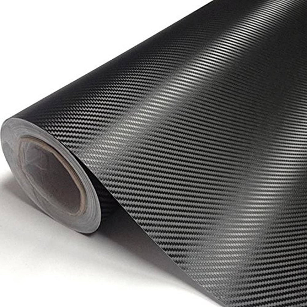 Black carbon fiber film sheet with diagonal twill weave texture and silver highlights