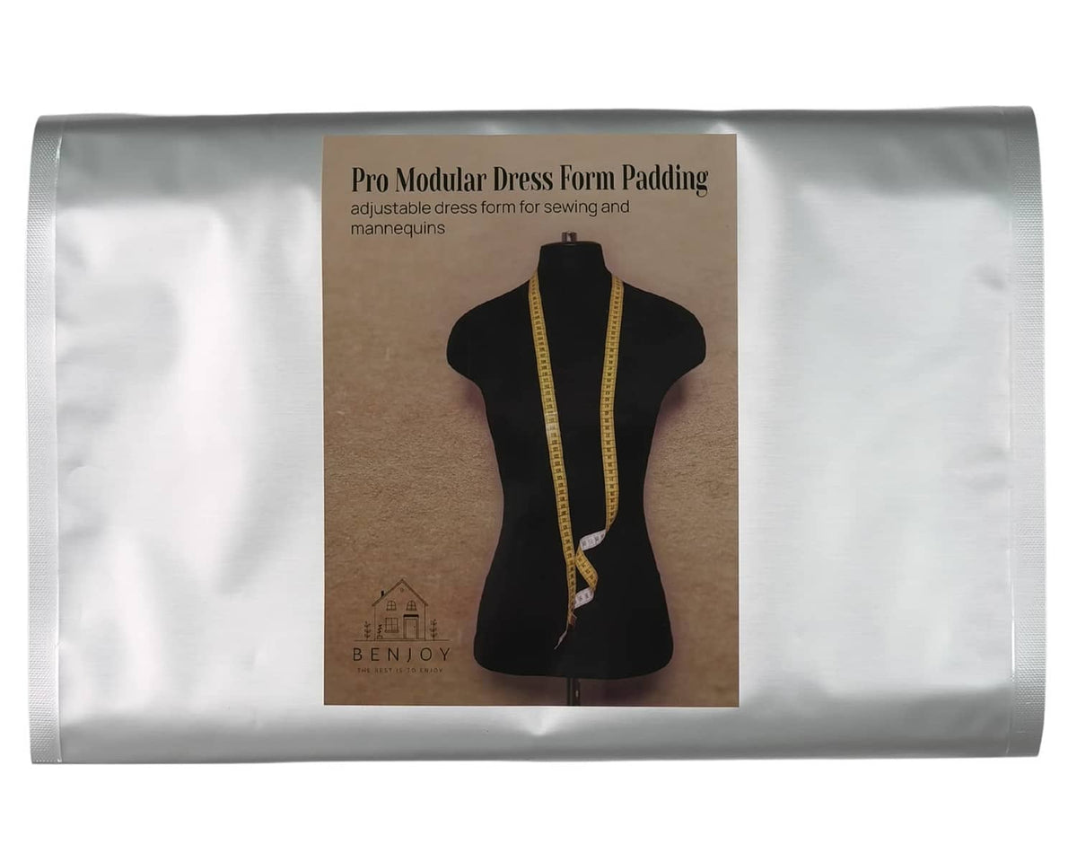 Dress form padding kit package with white padding shown; adjustable dress form inserts for sewing