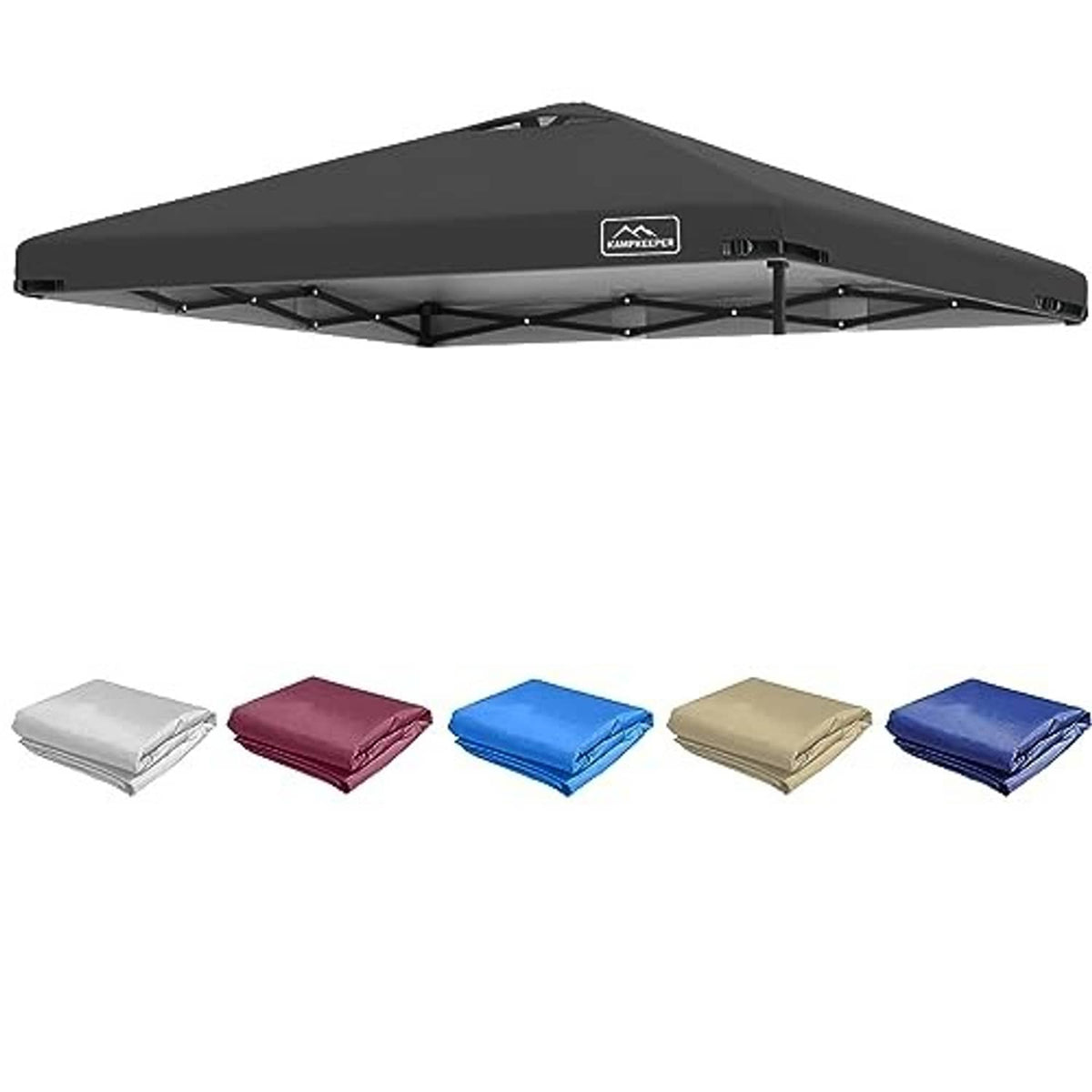 Black canopy top cover with folded color swatches showing multiple replacement options