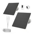 Solar panel kit: two dark gray panels with wall mounts, USB cables, and wire bundle