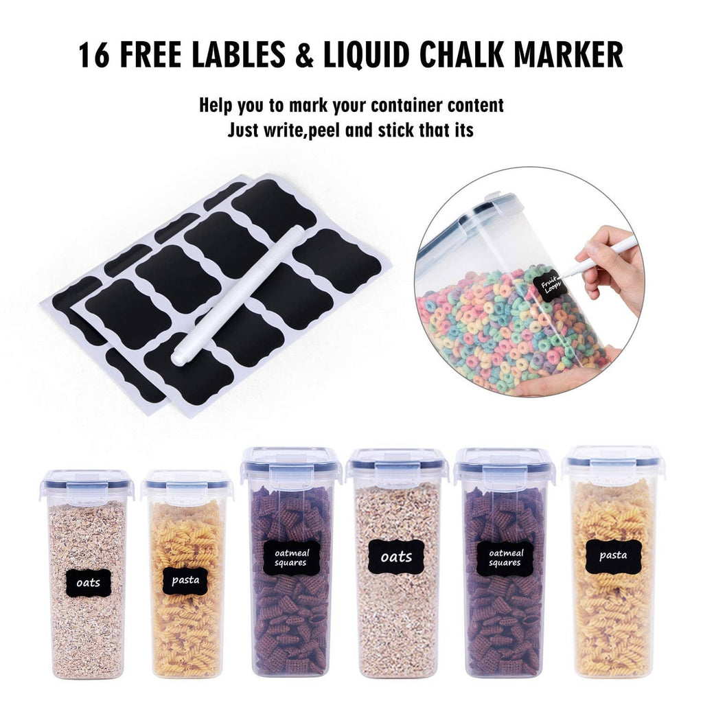Cereal storage containers with chalkboard label templates and liquid chalk marker