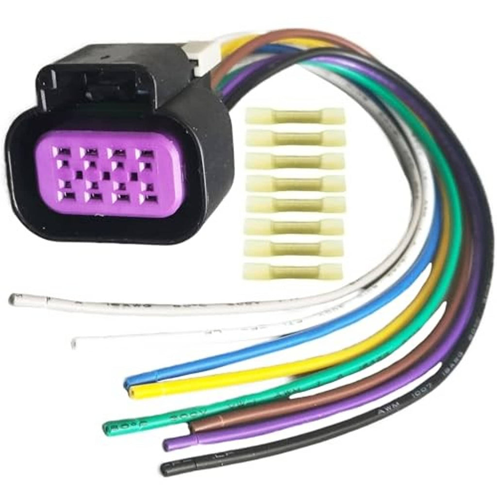8-pin throttle body connector harness pigtail with wiring and purple connector housing