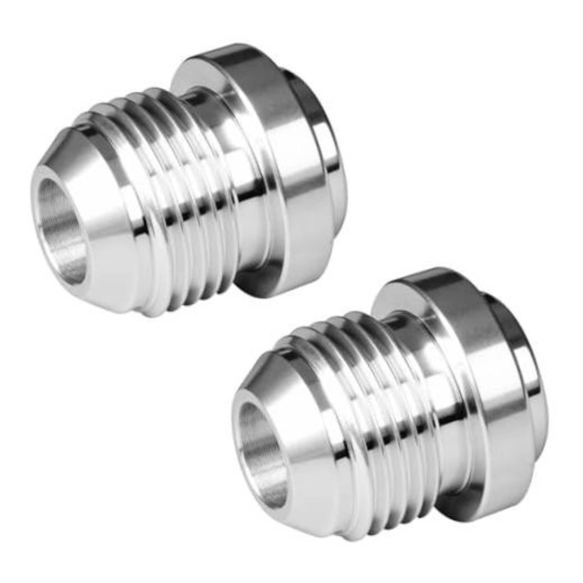 Male flare weld fitting adapter with NPT-style threads, silver metal
