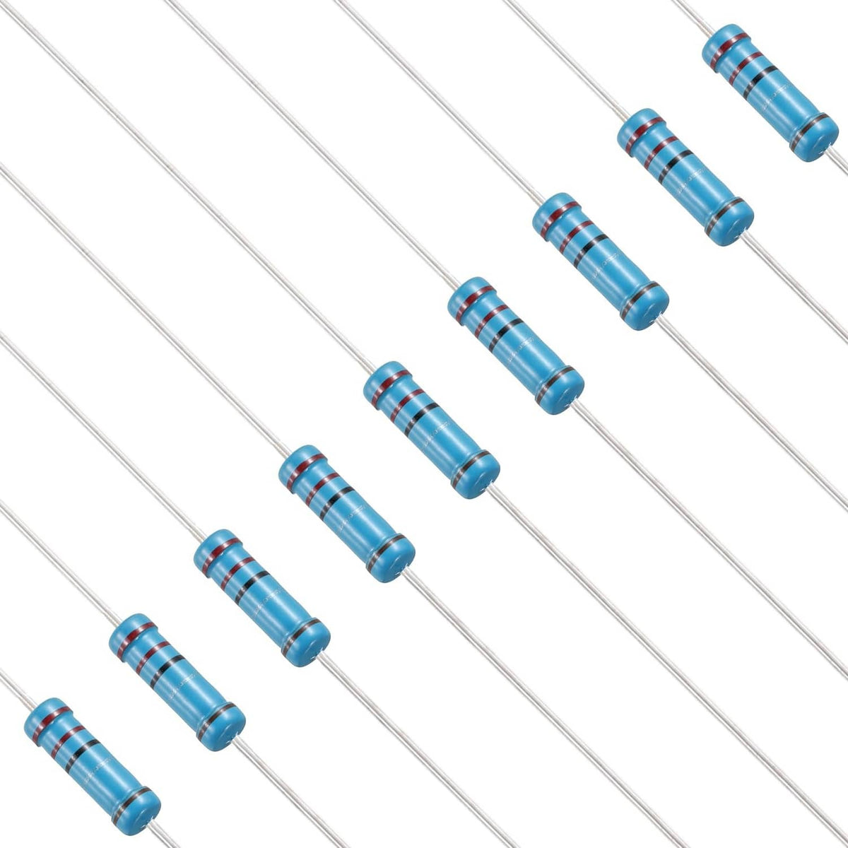 Blue metal film fixed resistors with radial leads, kit of multiple 2W resistors