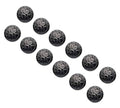 Round metal shank buttons, embossed dark dragon pattern, set of 12 pieces