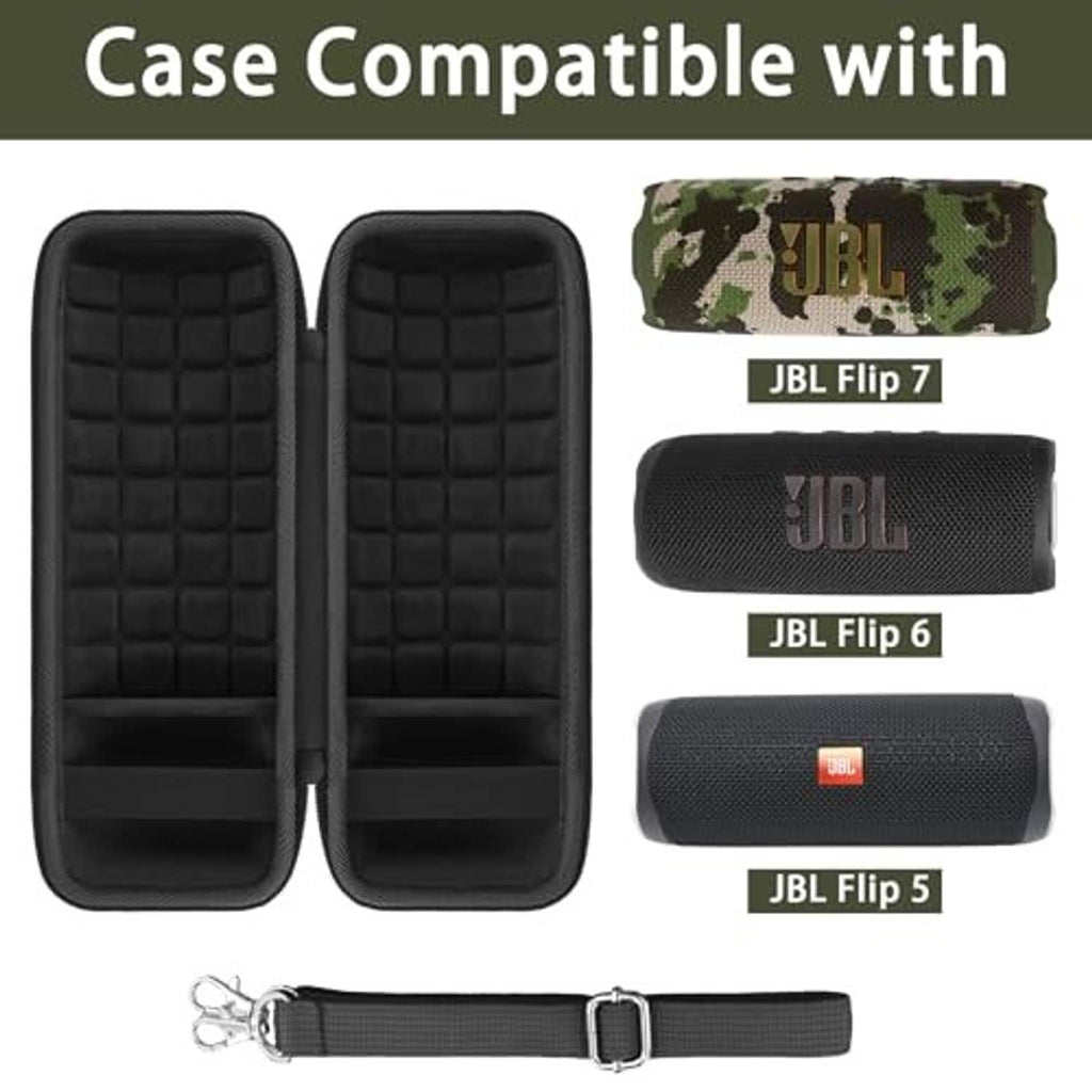 Compact protective speaker case with black textured interior and zipper closure