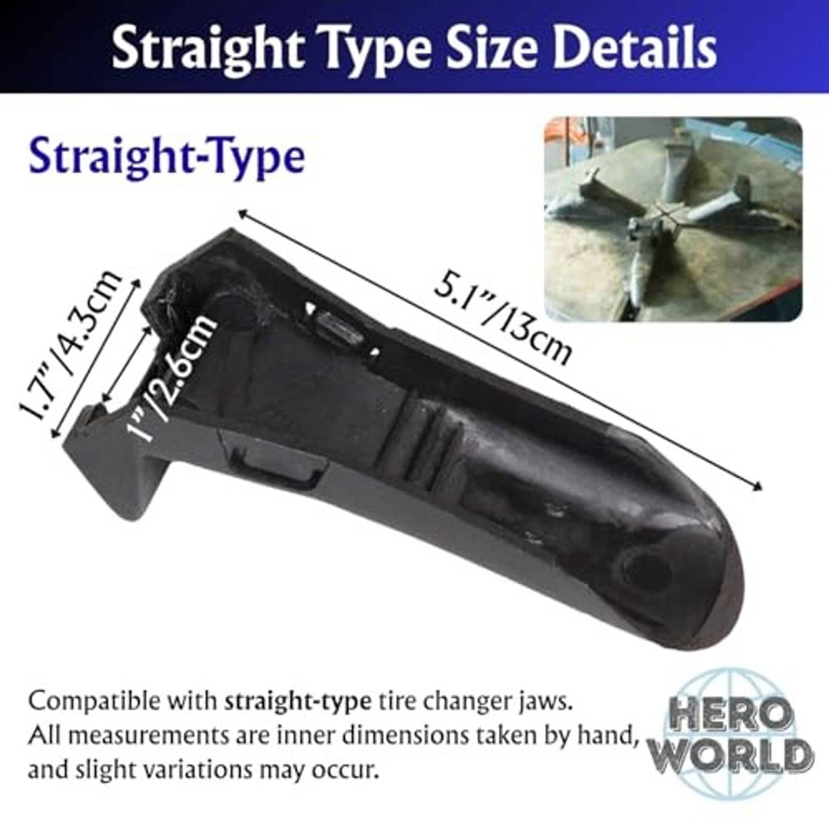 Black straight-type tire changer jaw protector, long molded rim guard piece