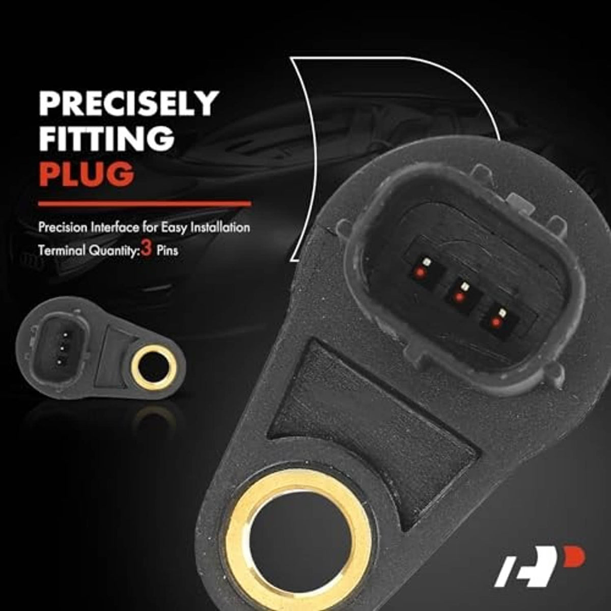 Camshaft position sensor with 3-pin plug and gold-ring contact