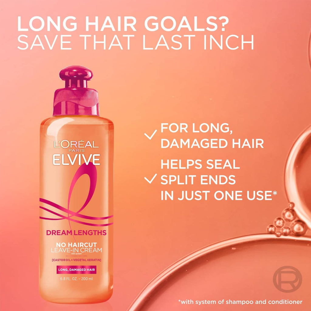 L'Oreal Paris Elvive Dream Lengths leave-in cream bottle for long damaged hair